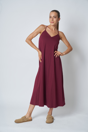 Wholesaler Garçonne - Long thin cotton dress with crossed back strap