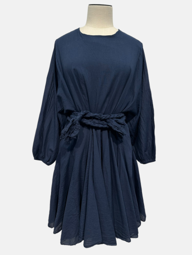 Wholesaler Garçonne - Uni dress with long sleeve round neck with belt