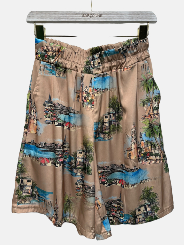 Wholesaler Garçonne - Patterned satin shorts