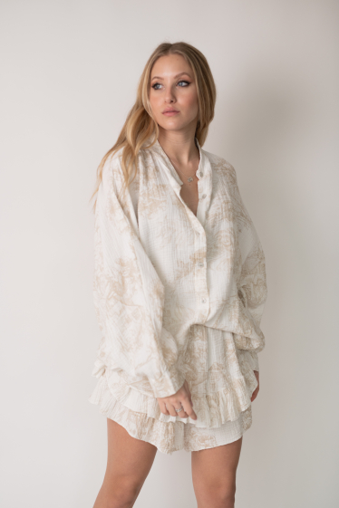 Wholesaler Garçonne - Loose blouse in patterned cotton gas