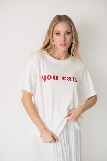 Großhändler Garçonne - „You can“-Rundhals-T-Shirt