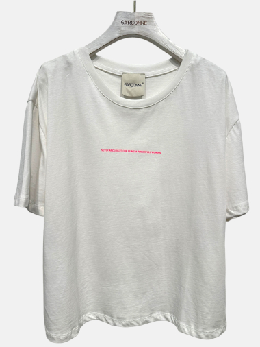 Grossiste Garçonne - T-shirt manche courte "Never apologize for a beinf a powerfull women"