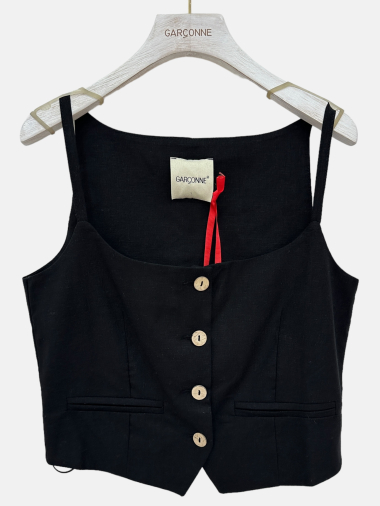 Wholesaler Garçonne - Top thin strap waiter vest fake pockets