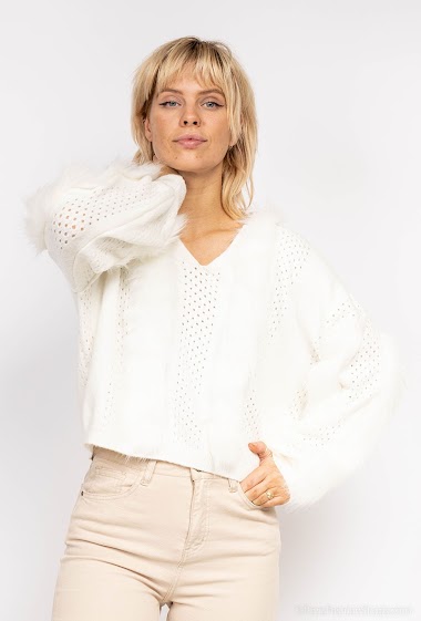 Wholesaler GD Golden Days - Knit sweater with faux fur details