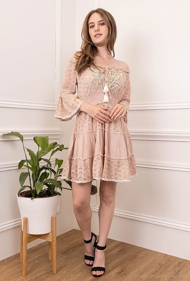 Großhändler GD Golden Days - Perforated dress with string and pompom