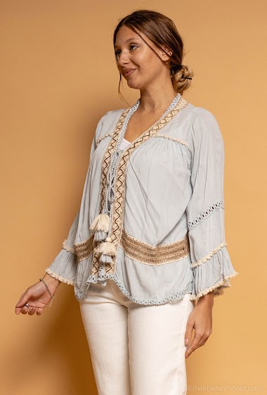 Wholesaler GD Golden Days - Embroidered knotted top