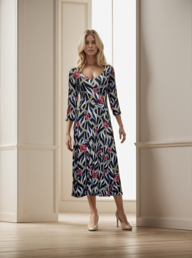 Wholesaler Joy's - Printed midi dress HEATFABRIC