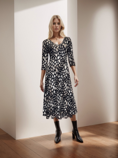 Wholesaler Joy's - Printed midi dress HEATFABRIC