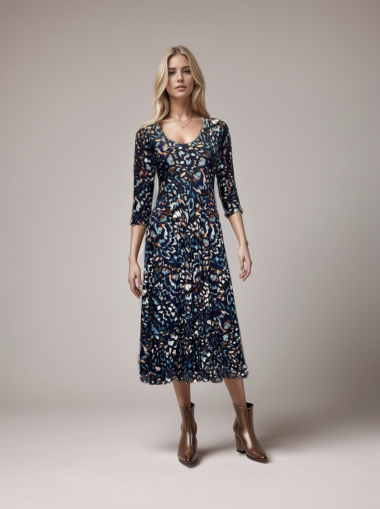 Wholesaler Joy's - Printed midi dress HEATFABRIC