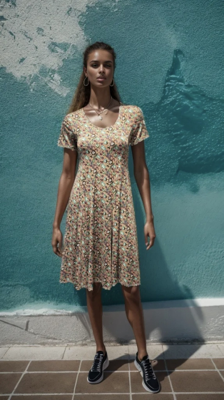 Wholesaler Joy's - Printed skater dress