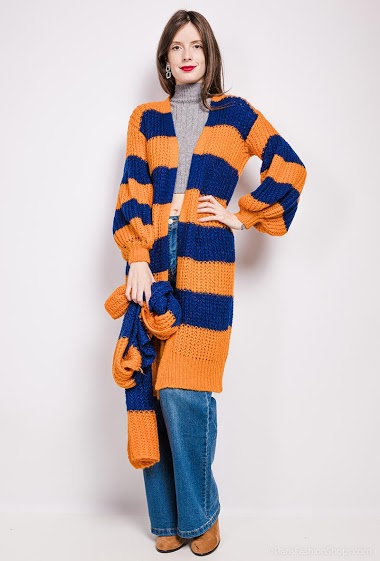Wholesaler GG LUXE - Striped cardigan and scarf