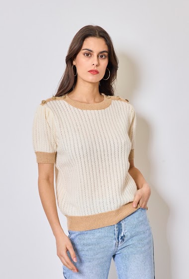Grossiste GG LUXE - Pull en maille manches courtes