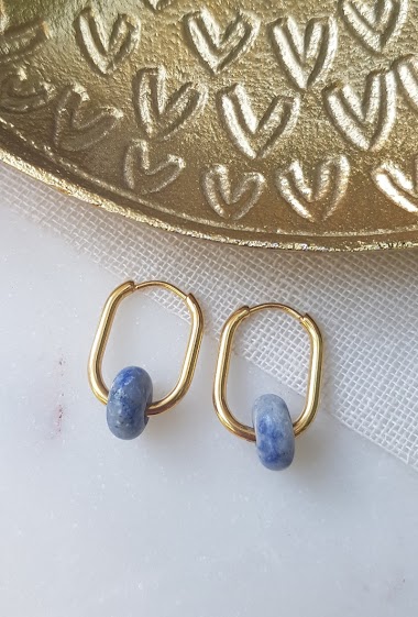 Mayorista Ginandger - Earrings duty Blue Jasper, aventurine, cherry quartz or indian agate