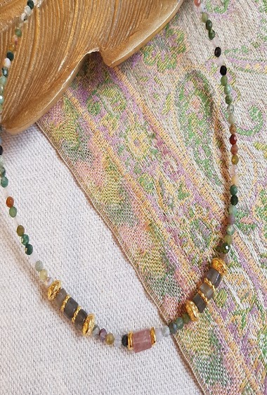 Wholesaler Ginandger - Necklace Indian Agate, Labradorite - Priya