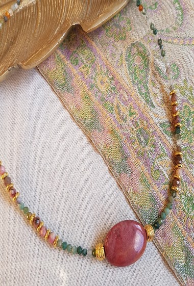 Großhändler Ginandger - Necklace Indian Agate, Rhodonite - Devi