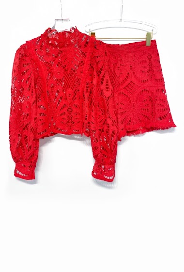 Wholesaler Giorgia - Lace blouse & shorts set