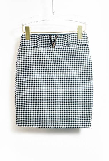 Wholesaler Giorgia - Short plaid skirt with V-belt button closure