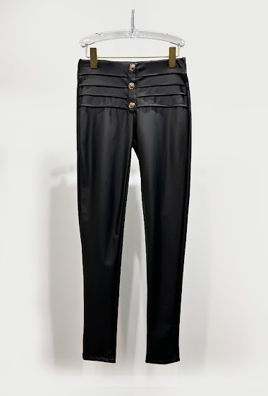 Wholesaler Giorgia - Faux leather pants with golden buttons