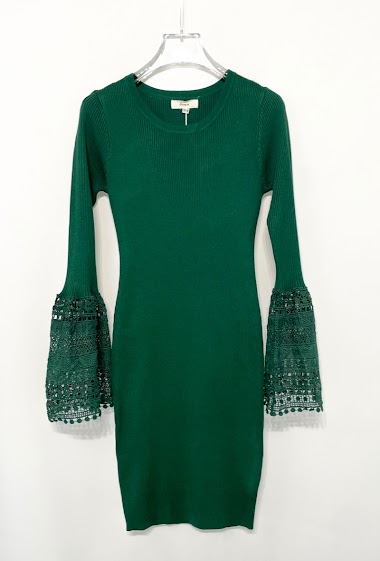 Wholesaler Giorgia - Knit dress with lace flared cuffs