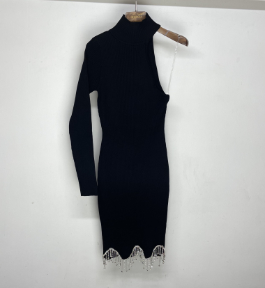 Wholesaler Giorgia - Asymmetrical STAND COLLAR KNIT DRESS