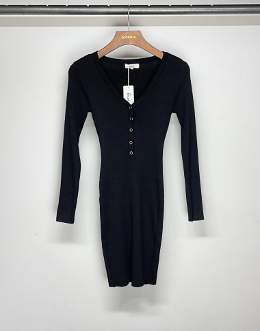 Wholesaler Giorgia - LONG-SLEEVED V-NECK KNIT DRESS