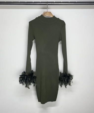 Wholesaler Giorgia - feather sleeve knit dress