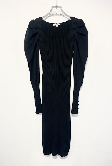Wholesaler Giorgia - Ribbed sweater dress with puffed sleeves