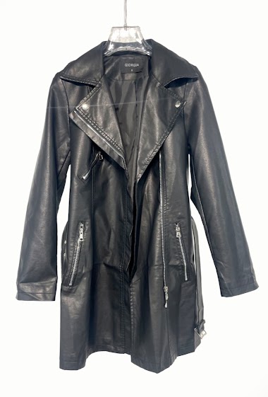Wholesaler Giorgia - Faux leather trench coat with belt