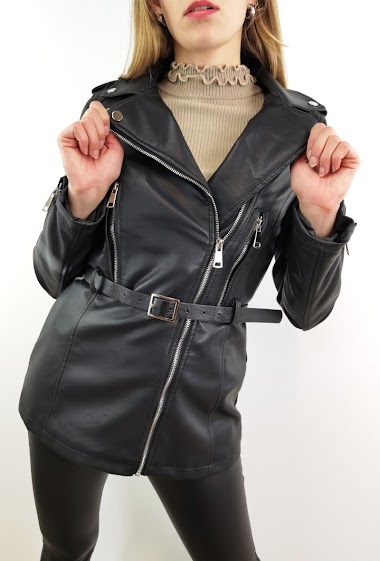 Wholesaler Giorgia - Belted silimi leather jacket