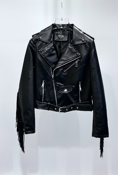 Wholesaler Giorgia - Fringe Faux Leather Moto Jacket