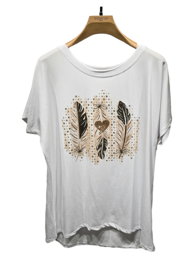 Grossiste Giovanni Paris - T SHIRT GOLD FEATHER
