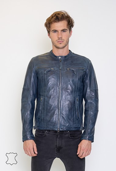 Lambskin leather biker jacket