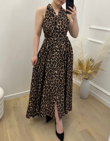 Großhändler Giracoo - Kleid mit Leopardenmuster