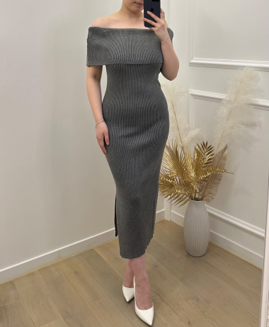 Wholesaler Giracoo - Bardot collar knit dress