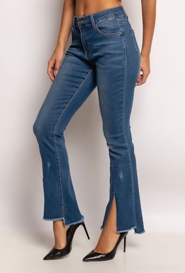 Wholesaler Girl Vivi - Worn-out straight jeans with slits