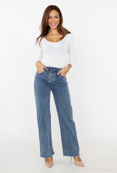 Großhändler Girl Vivi - Jeans mit weitem Bein und Schnürung