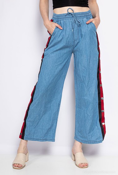 Großhändler Girl Vivi - Hose in Jeans-Optik mit seitlichen Bändern