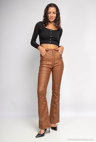 Großhändler Girl Vivi - Fake leather falred pants