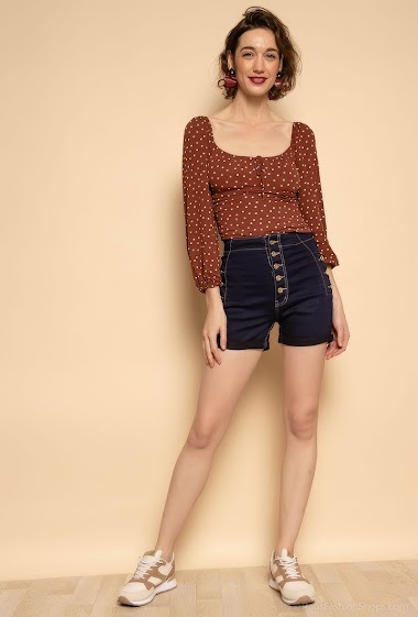 Wholesaler Girl Vivi - Buttoned Denim shorts