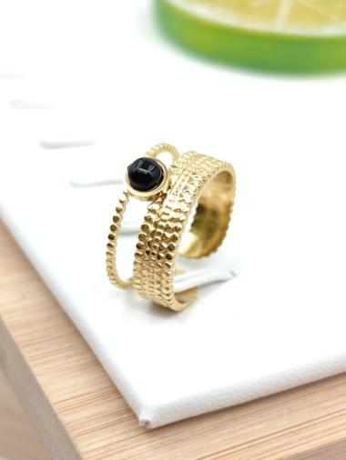 Wholesaler Glam Chic - Natural stone stainless steel ring