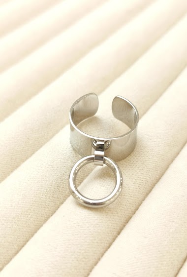 Großhändler Glam Chic - Adjustable ring with stainless steel charm