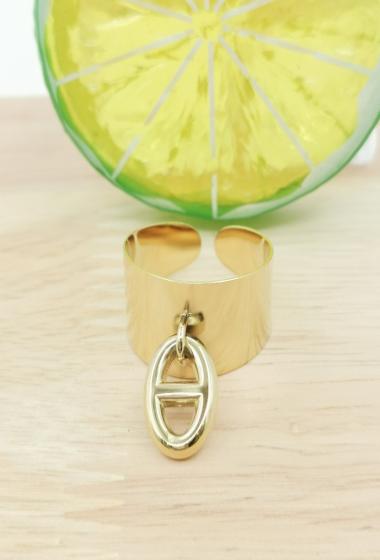 Großhändler Glam Chic - Verstellbarer Ring mit Anhänger aus Edelstahl