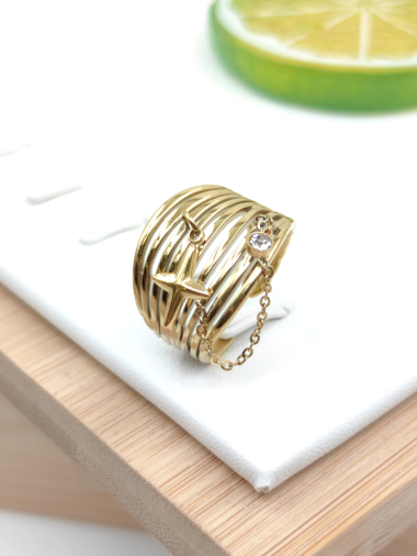 Großhändler Glam Chic - Verstellbarer Ring aus Edelstahl
