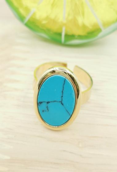 Großhändler Glam Chic - Verstellbarer Ring mit Stein aus Edelstahl