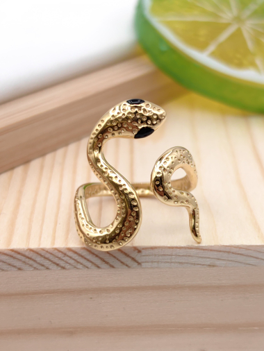 Grossiste Glam Chic - Bague réglable avec serpent en acier inoxydable