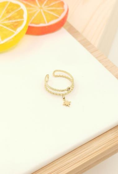 Großhändler Glam Chic - Verstellbarer Ring mit Strasssteinen aus Edelstahl