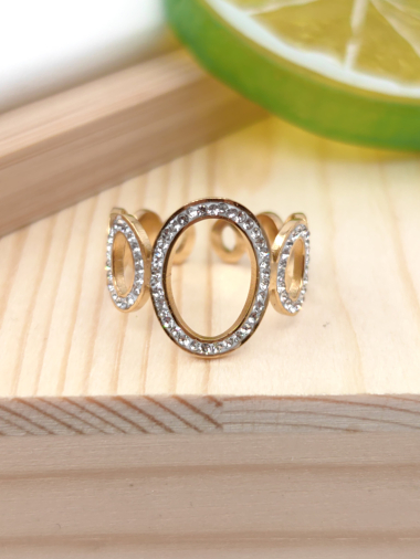 Wholesaler Glam Chic - Adjustable ring with stainless steel charm