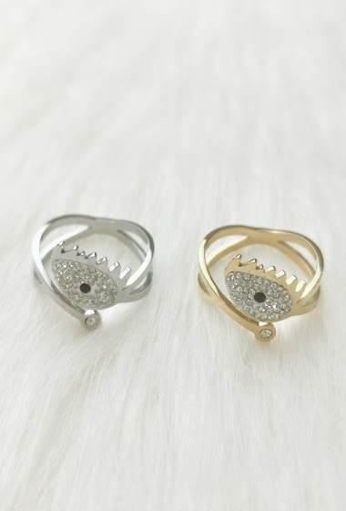 Mayorista Glam Chic - Adjustable eye ring with stainless steel rhinestones