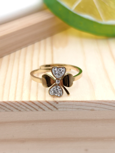 Wholesaler Glam Chic - Ring with rhinestones in stainless steel