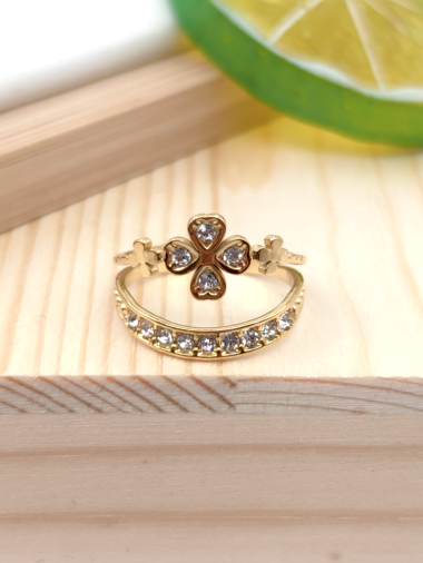 Wholesaler Glam Chic - Ring with rhinestones in stainless steel
